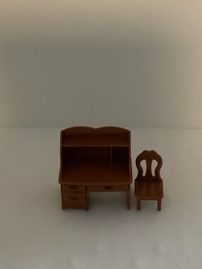 Miniature Brown Home Office Desk and Chair Set